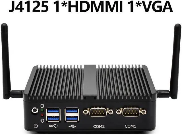 Alt view image 2 of 5 - Fanless Industrial Compouter  Celeron J4125 Processor Quad Core 6USB 2COM Fanless Mini Pc 4K Windows 10 Liunx Ubuntu