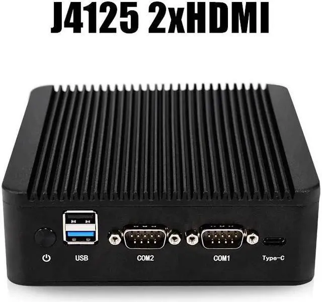Alt view image 4 of 5 - Fanless Industrial Compouter  Celeron J4125 Processor Quad Core 6USB 2COM Fanless Mini Pc 4K Windows 10 Liunx Ubuntu