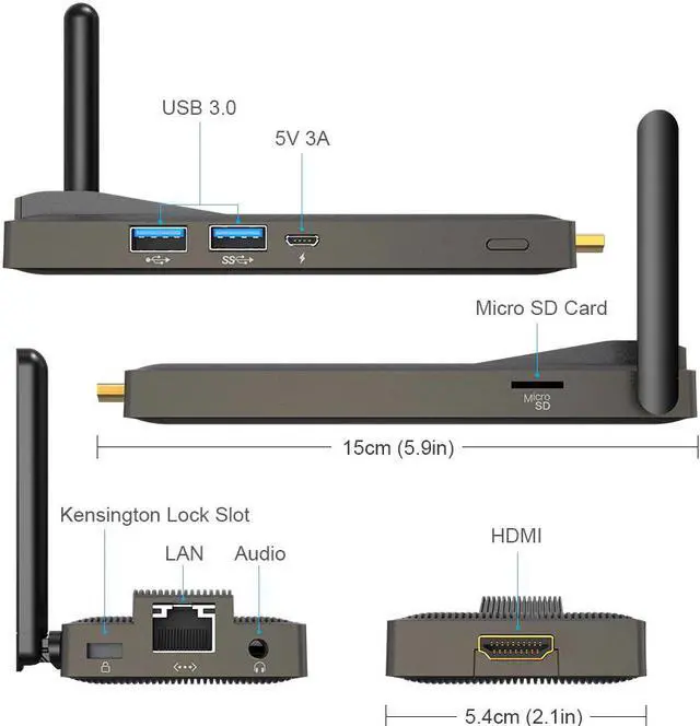 Alt view image 2 of 4 - Celeron J4125 Quad Core DDR4 8GB RAM 128GB eMMC 4K Fanless Mini PC Windows 10 Pro PC Stick Mini Computer