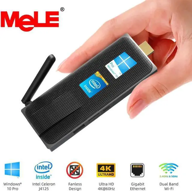 Alt view image 4 of 4 - Celeron J4125 Quad Core DDR4 8GB RAM 128GB eMMC 4K Fanless Mini PC Windows 10 Pro PC Stick Mini Computer