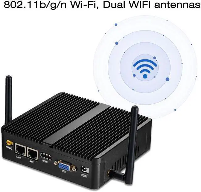Alt view image 3 of 5 - Fanless Mini PC Celeron J4125 Pentium N3530 Dual LAN 2*COM HDMI WIFI Windows 10 Nettop Office computer minipc Desktop