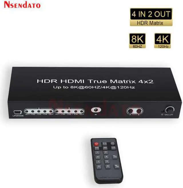 Main image of 2.1 8K 60Hz Matrix 4K 120Hz HDR  True Matrix 4x2 Switch Splitter 4X2 Swicther With Romote controler For for HDTV PS4 Monitor