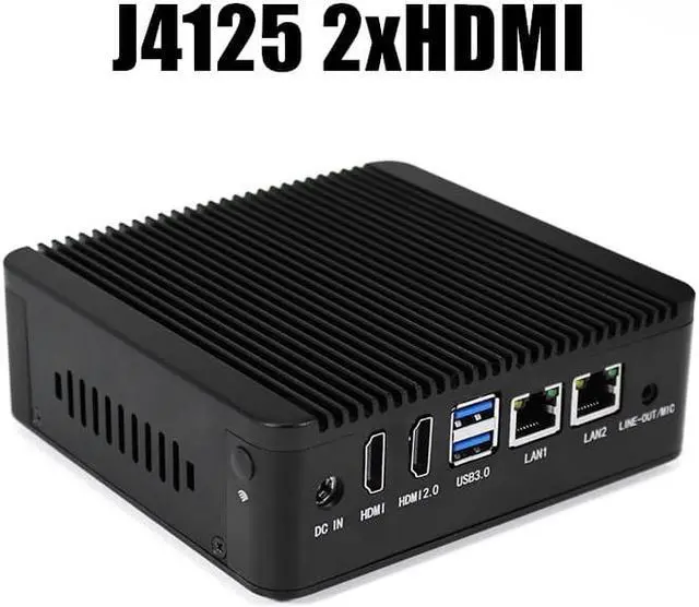 Alt view image 3 of 5 - Cheap Fanless Mini PC  Celeron J4125 Quad Core N2840 Industrial Computer Dual LAN 2xRS232 4K HD Windows 10 WiFi