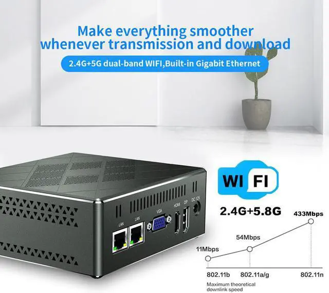 Alt view image 3 of 5 - CK6 Mini Pc Fanless  Core I5 5257U Windows 10 Computer Dual WIFI 1000M Lan 4K HD Desktop pc VS Beelink U57