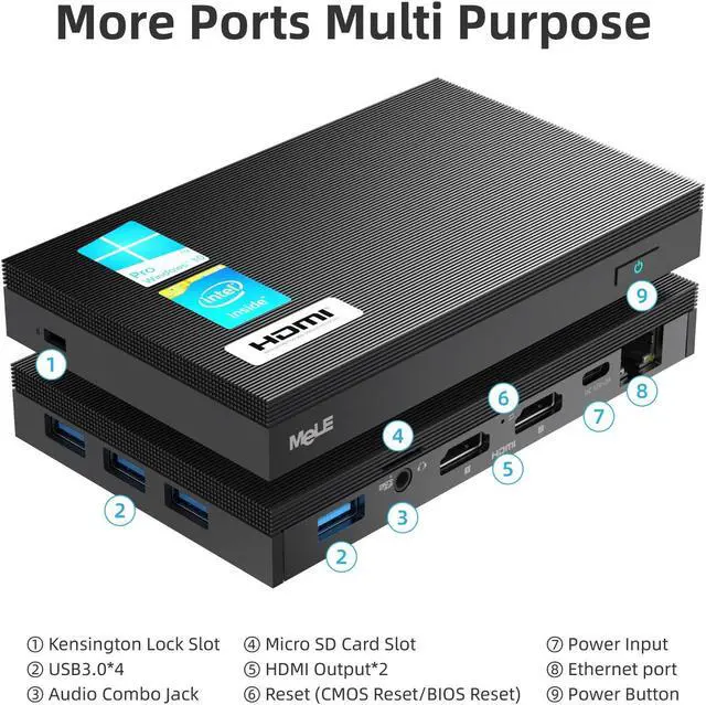 Alt view image 2 of 5 - Fanless Mini PC 4K Windows 10 Pro  J4125 Quad Core Computer 8GB RAM 128GB SSD 2.4G 5G Wifi 1000M LAN Portable Mini PC