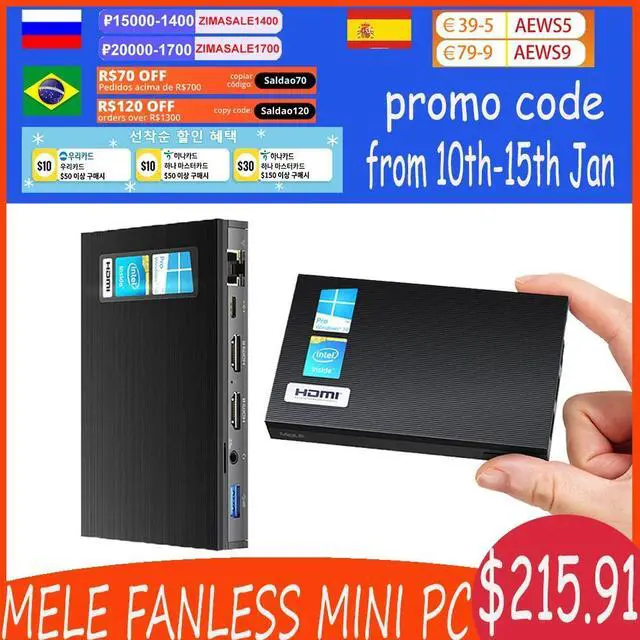 Alt view image 5 of 5 - Fanless Mini PC 4K Windows 10 Pro  J4125 Quad Core Computer 8GB RAM 128GB SSD 2.4G 5G Wifi 1000M LAN Portable Mini PC