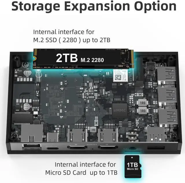 Alt view image 4 of 5 - Fanless Mini PC 4K Windows 10 Pro  J4125 Quad Core Computer 8GB RAM 128GB SSD 2.4G 5G Wifi 1000M LAN Portable Mini PC