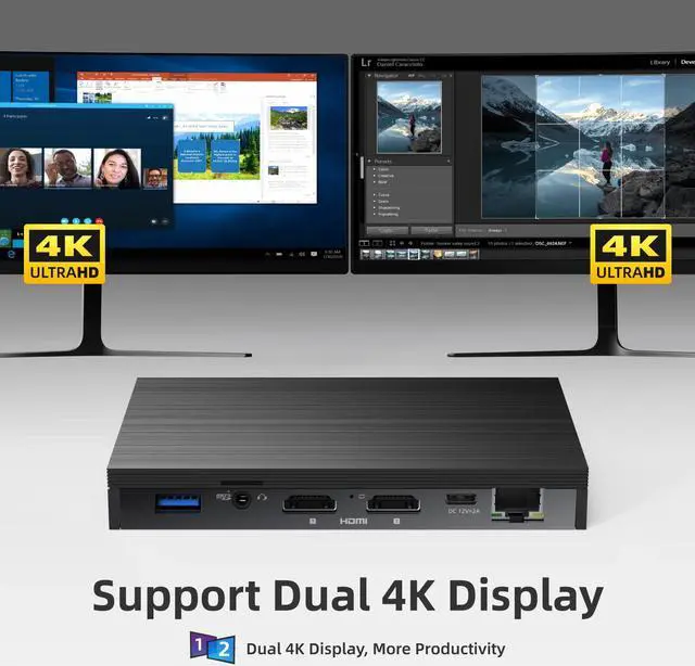 Alt view image 3 of 5 - Fanless Mini PC 4K Windows 10 Pro  J4125 Quad Core Computer 8GB RAM 128GB SSD 2.4G 5G Wifi 1000M LAN Portable Mini PC