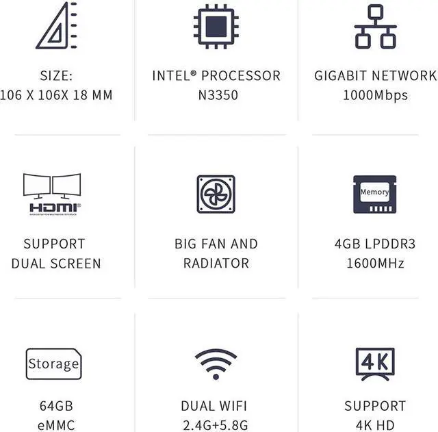 Main image of T4 PRO Mini PC TV BOX Windows10  N3350 5.8G Wifi 1000M LAN 4G 64G 4K Display Office Game Computer Pocket PC