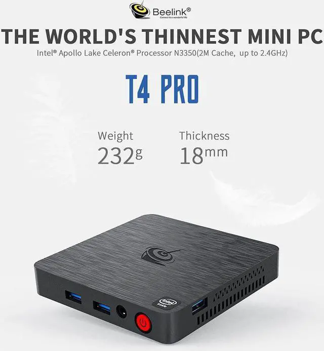 Alt view image 5 of 5 - T4 PRO Mini PC TV BOX Windows10  N3350 5.8G Wifi 1000M LAN 4G 64G 4K Display Office Game Computer Pocket PC
