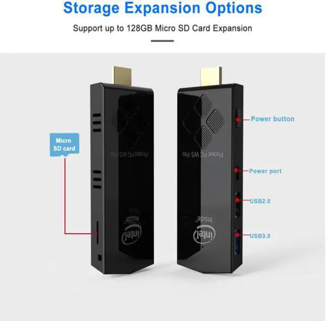 Alt view image 3 of 5 - Computer Stick W5 Pro PC Stick Windowns 10  PC Intel Atom Z8350 4GB DDR 64GB eMMC Support 4K 2.4G/5.8G WiFi CC BT 4.2