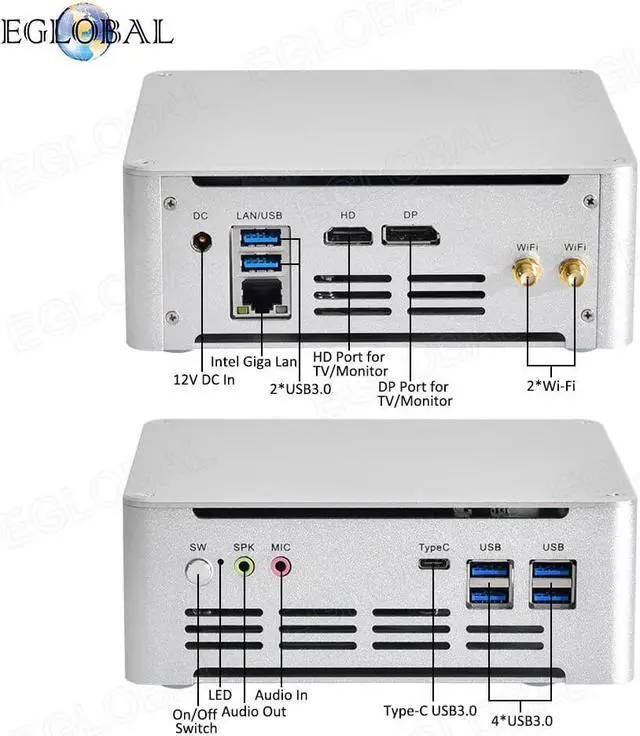 Alt view image 3 of 5 - PC  Core i7 7820HK i5 7300HQ Computer Windows 10 2*DDR4 M.2 SSD DP Type-C USB3.0 WiFi 4K HTPC Micro Desktop NUC pc