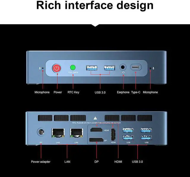 Alt view image 4 of 5 - Beelink GT-R Mini PC AMD Ryen 5 3550H 16GB RAM 512GB SSD WIFI 6 GTR MINI PC Windows 10 4K Voice Interaction Smart Computer PC