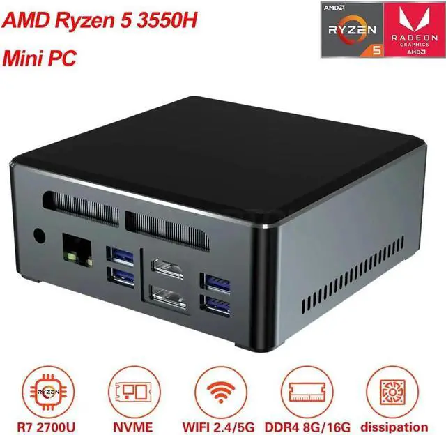 Alt view image 5 of 5 - PC  Ryzen 5 3550H MN35  PC Vega 8 Gaming Graphics 16GB DDR4 512GB NVME SSD Desktop  Computer Windows 10 HD 4K