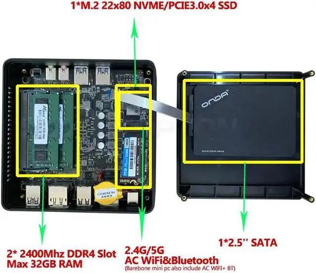Alt view image 3 of 5 - PC  Ryzen 5 3550H MN35  PC Vega 8 Gaming Graphics 16GB DDR4 512GB NVME SSD Desktop  Computer Windows 10 HD 4K