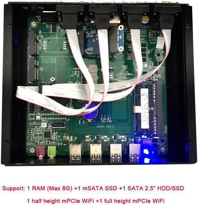 Alt view image 4 of 5 - Barebone Mini PC Core i7 4500U i5 4200U Windows 10 Rugged ITX Case Embedded Industrial Computer 2 LAN HDMI 6 COM Nettop
