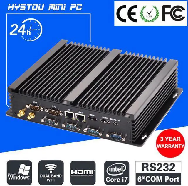 Alt view image 5 of 5 - Barebone Mini PC Core i7 4500U i5 4200U Windows 10 Rugged ITX Case Embedded Industrial Computer 2 LAN HDMI 6 COM Nettop