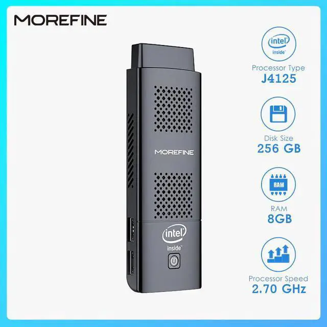 Alt view image 5 of 5 - 4K Mini PC Windows 10  Celeron J4125 Quad Core 6/8GB RAM 128/256GB ROM PC Stick Linux Mini Computer Desktop PC