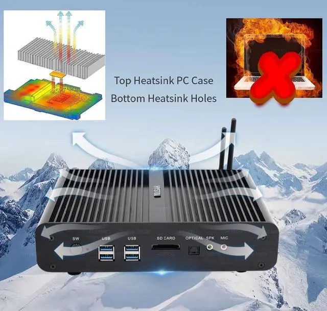 Alt view image 3 of 5 - Gaming Mini PC Fanless PC Industrial Tablet PC All in One Desk PC Computer Core i7 5500U 2 Lan Wifi Windows 10 Intel NUC