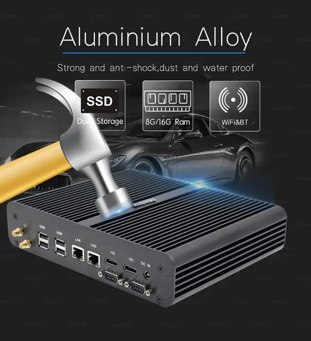 Alt view image 2 of 5 - Gaming Mini PC Fanless PC Industrial Tablet PC All in One Desk PC Computer Core i7 5500U 2 Lan Wifi Windows 10 Intel NUC