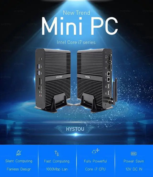 Alt view image 4 of 5 - Gaming Mini PC Fanless PC Industrial Tablet PC All in One Desk PC Computer Core i7 5500U 2 Lan Wifi Windows 10 Intel NUC
