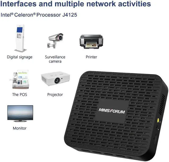 Alt view image 3 of 5 - MINIS FORUM GK41 Windows 10 Pro MINI PC Intel Processor J4125 DDR4 8GB 128GB 256GB BT4.2 1000M LAN 4K HD Computer Host PK GK55