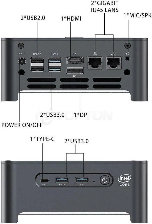 Alt view image 4 of 5 - Mini PC Gamer Intel Core i9 10980HK Xeon W-10885M 2Lans NUC TPM2.0 Windows 11/10 2*DDR4 2*NVMe Gaming Desktop Computer
