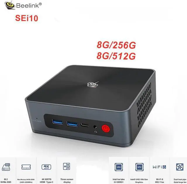 Alt view image 5 of 5 - SEi10 Windows 10 10thMini PC  Ice Lake-U i3-10110U Host 3.4Ghz WIFI 6 BT5.0 Three Screen Display 4K HD Media Player