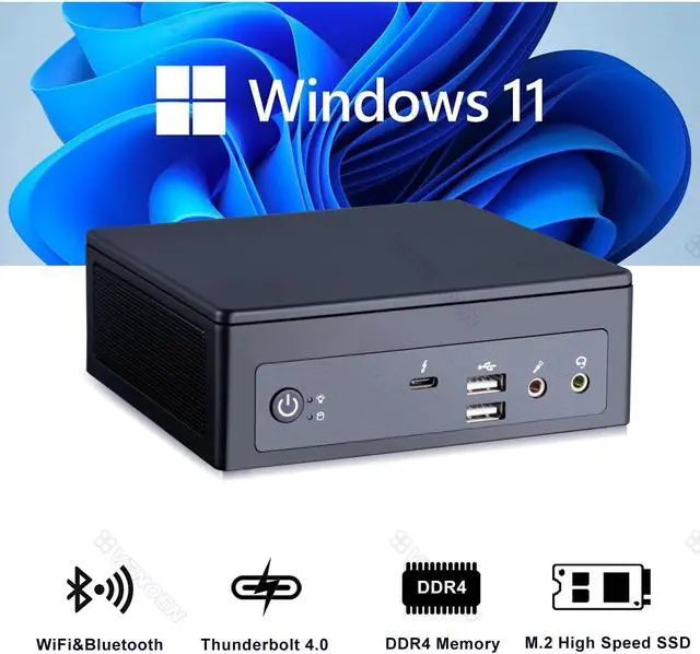 Alt view image 2 of 5 - Mini PC i7 1165G7 i5 1135G7 Thunderbolt 4 Windows 11/10 Linux i3 1115G4 NVMe SSD 2*HDMI DP 8K UHD WiFi BT Gaming Computer
