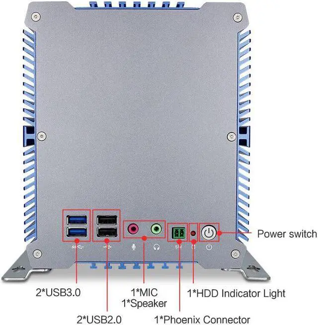 Alt view image 2 of 5 - Rugged Industrial Embedded Box PC Intel Celeron 3865u Processor Dual Lan Mini ITX Fanless Computer Support 3*PCI 1*PCIE