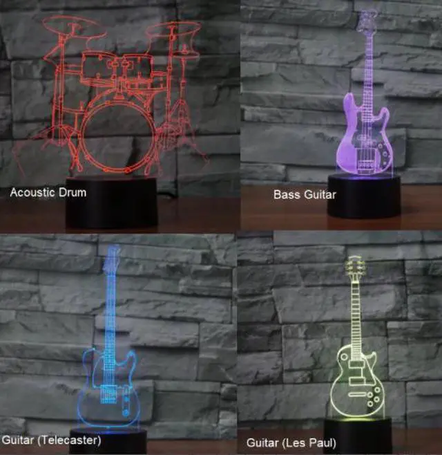 Main image of 16 Colors Changing 3D Nightlight Guitar Jazz Drum Set Modelling Led Music Usb Desk Lamp Home Decor Lighting Gift Luminaria