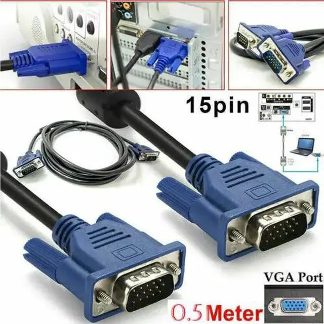 Alt view image 2 of 5 - 0.5M VGA Male to Male Cable SVGA Monitor Cord Blue Plug for PC Computer VGA Display Cable 2B24