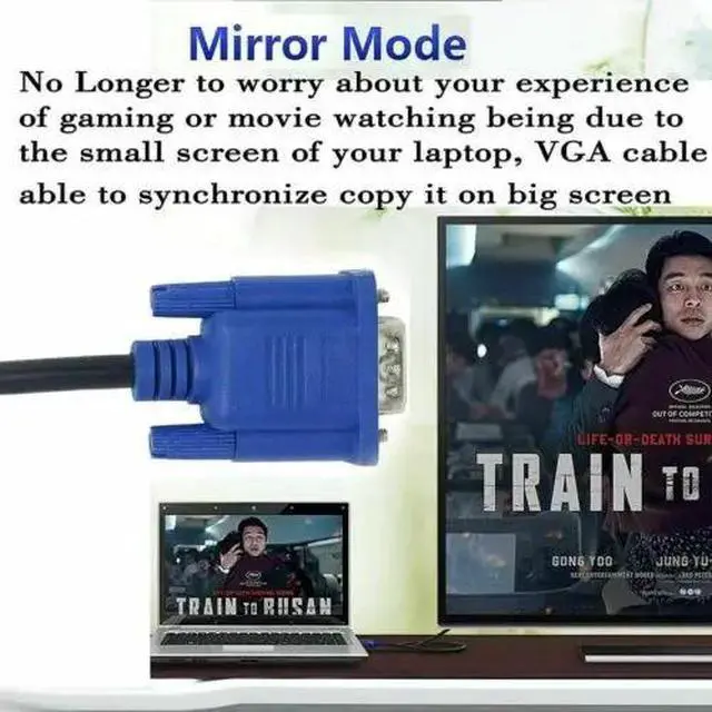 Alt view image 3 of 5 - 0.5M VGA Male to Male Cable SVGA Monitor Cord Blue Plug for PC Computer VGA Display Cable 2B24