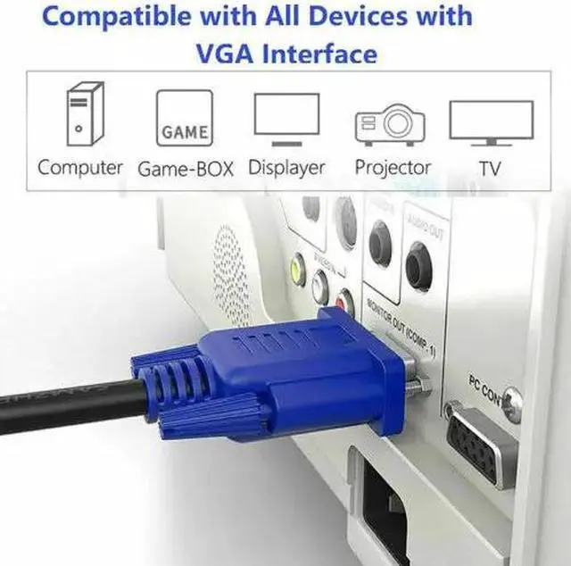 Alt view image 4 of 5 - 0.5M VGA Male to Male Cable SVGA Monitor Cord Blue Plug for PC Computer VGA Display Cable 2B24
