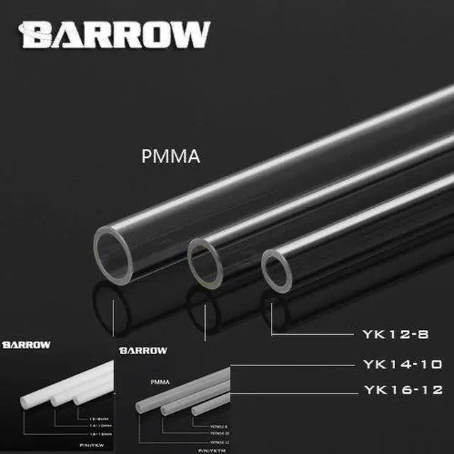 Main image of YK1208/YK1410/YK1612,  500mm Transparent Acrylic Hard Tubes, High Quality 8*12mm/10*14mm/12*16mm Water Cooling Hard Tubes