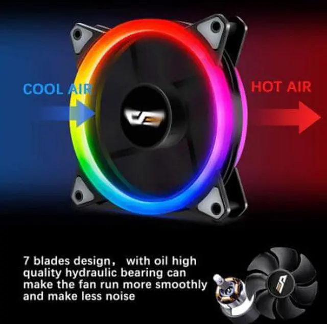 Alt view image 3 of 5 - DR12 PRO 3pin5v aura sync pc Computer Case Fan RGB Adjust LED 120mm Double halo argb Cooler Cooling 12cm Fans