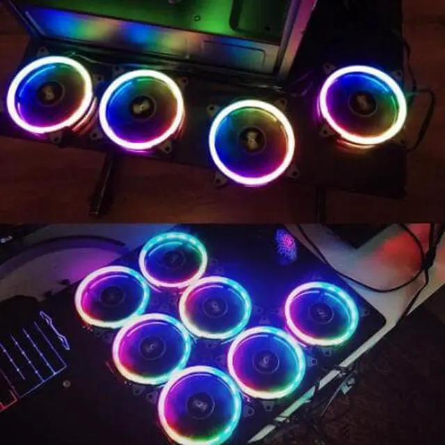 Alt view image 5 of 5 - DR12 PRO 3pin5v aura sync pc Computer Case Fan RGB Adjust LED 120mm Double halo argb Cooler Cooling 12cm Fans