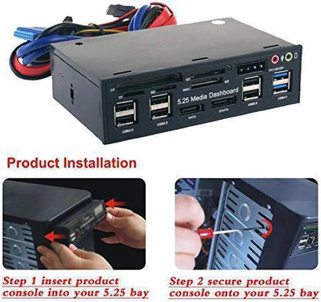 Alt view image 3 of 5 - 3.0 Hub Multi-Function eSATA SATA Port Internal Card Reader PC Media Front Panel Audio for SD MS CF TF M2 MMC Memory Cards
