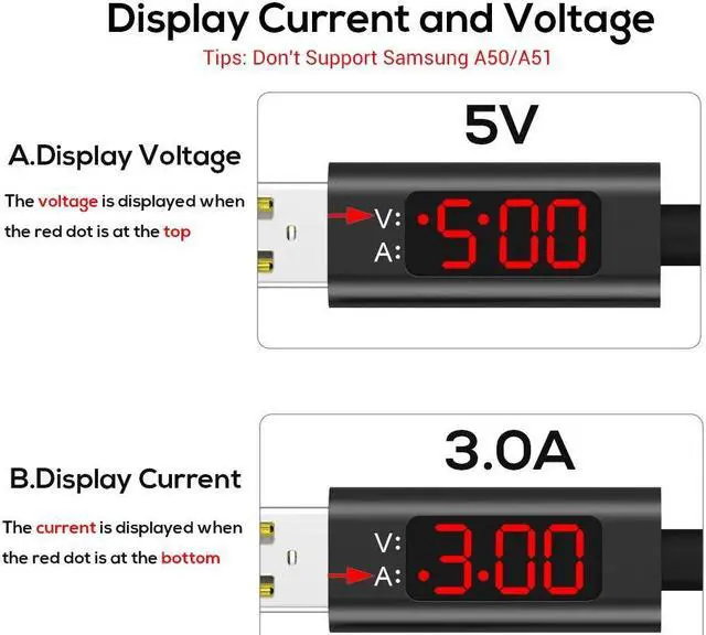Alt view image 3 of 5 - 3A Micro USB Cable USB Type C Cable for   Fast Charging  USBC Cable & Digital Display Mole Phone Cable