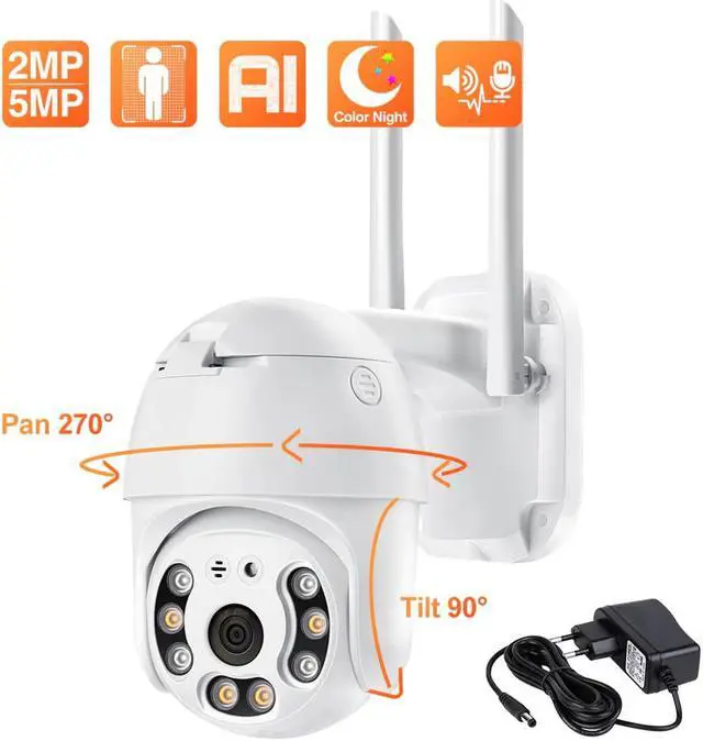 Alt view image 5 of 5 - HD 5MP PTZ WiFi IP Camera 1080P Outdoor Waterproof Wireless Security Camera t AI Human Detection Surveillance Camera