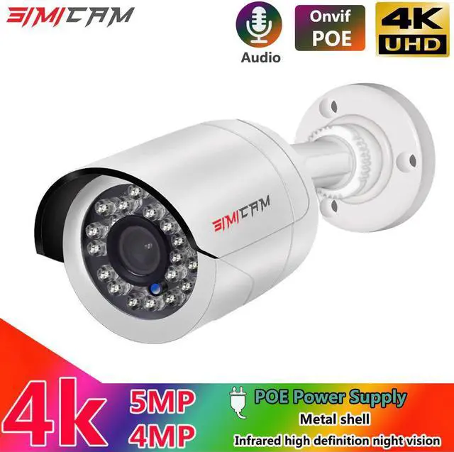 Alt view image 5 of 5 - 4K 8MP Video Security Camera IP POE Onvif H265 Audio Outdoor Metal Shell Bullet Waterproof Night Vision 48V 4MP 5MP Surveillance