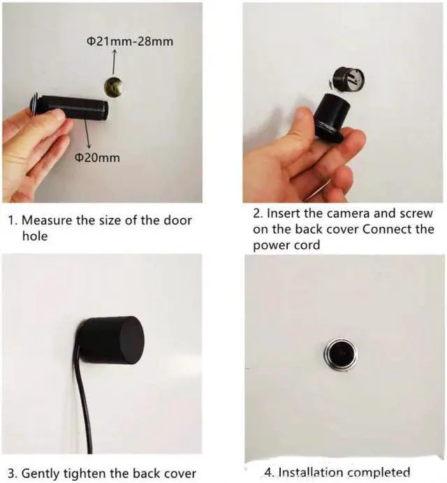 Alt view image 3 of 5 - Tuya WIFI 1080p HD Doorbell Peephole Camera Household Anti-theft Monitoring Alarm Concealed Wireless APP Security Camera