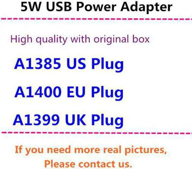 Alt view image 2 of 5 - 100pcs/lot High Quality A1400 A1385 A1399 US/EU/UK Plug USB AC Power Adapter Wall Charger For i5 6 6s 7 8 PLUS X With retail box