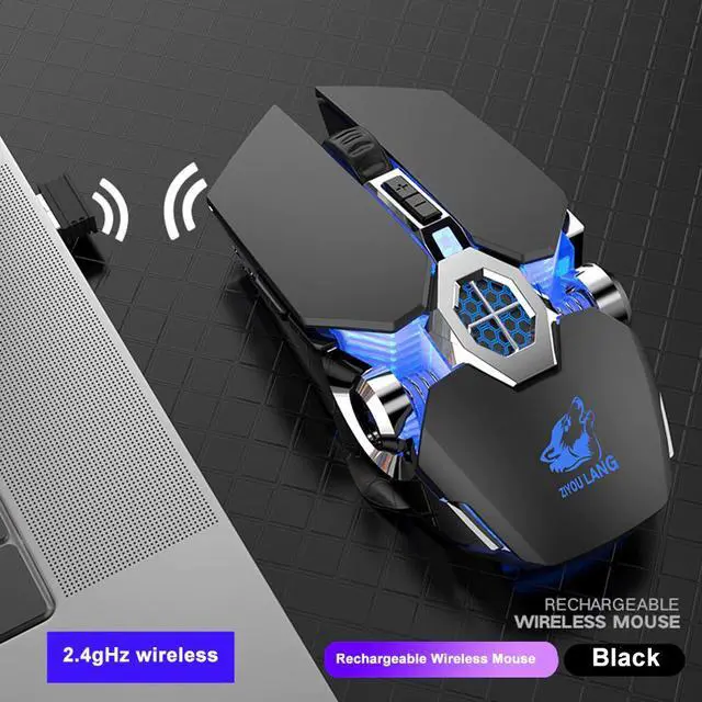 Alt view image 2 of 5 - Wireless Gaming Mouse 2.4G Bluetooth 5.0 2400DPI USB Rechargeable Mute Backlight Mice Optional Mouse for Windows Computer PC