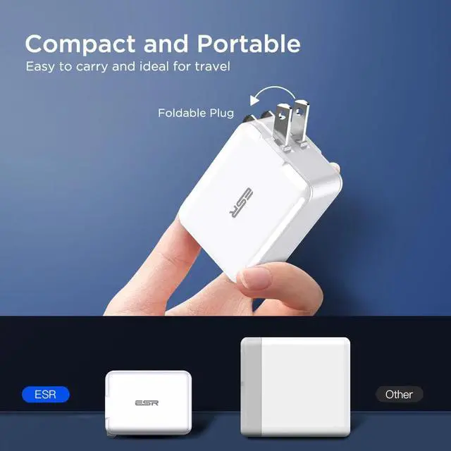 Alt view image 4 of 5 - USB C Charger 18W Power Delivery Wall Charger with Foldable Plug Type C PD Charger for iPhone XS/XR/XS Max iPad Pro Samsung