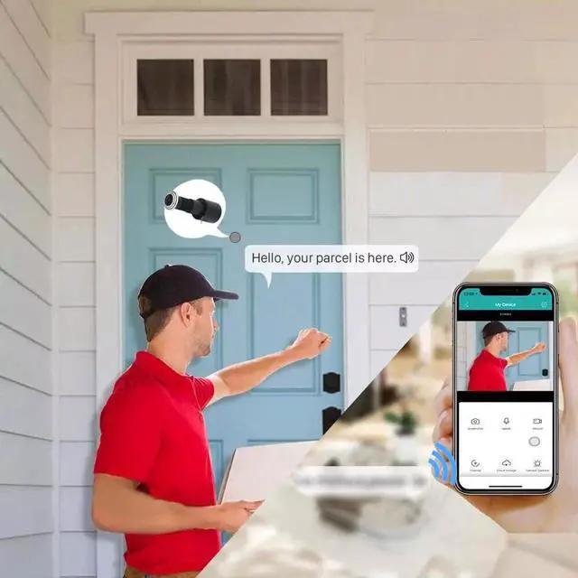 Alt view image 2 of 5 - Door Eye Hole Home 1080P 1.7mm Wide Angle FishEye Lens POE Network Mini Peephole Door IP Camera P2P iCsee APP for Phone