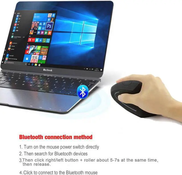 Alt view image 3 of 5 - Ergonomic Vertical Bluetooth Mouse Wireless Optical Mause 800/1200/1600DPI Adjustable 6D Gaming Mice With LED For Laptop PC