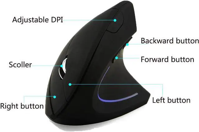 Alt view image 2 of 5 - Ergonomic Vertical Bluetooth Mouse Wireless Optical Mause 800/1200/1600DPI Adjustable 6D Gaming Mice With LED For Laptop PC