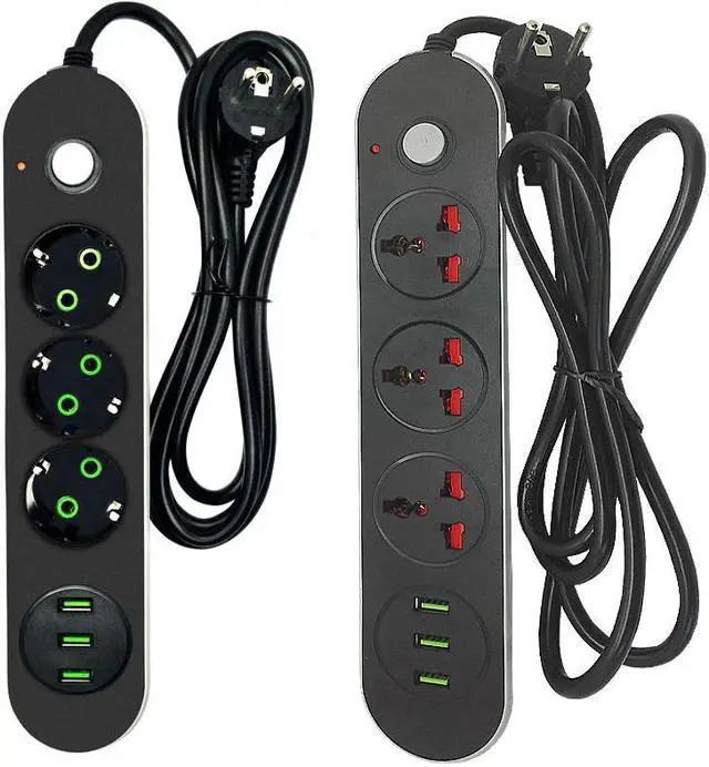 Main image of 2 Round Pin EU RUS Plug Power Strip Switch Universal Outlets 3 USB Electrical Extension 1.8M  Cable Network filter for Phones