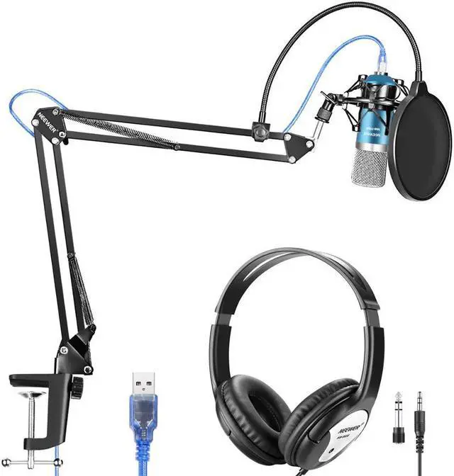 Main image of USB Microphone for Windows and Mac with Stand, Shock Mount, Pop Filter,Kit for Broadcasting and Sound Recording (Black)